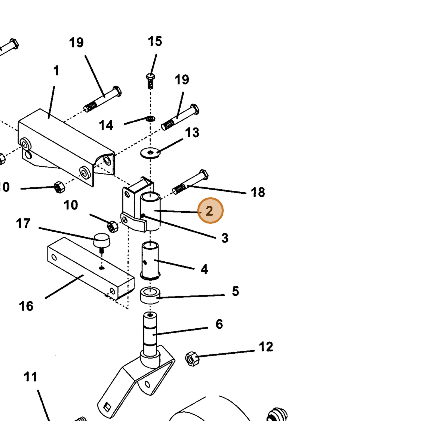 Grasshopper part 603352 — IPL diagram snippet (6x zoom, amber highlight)