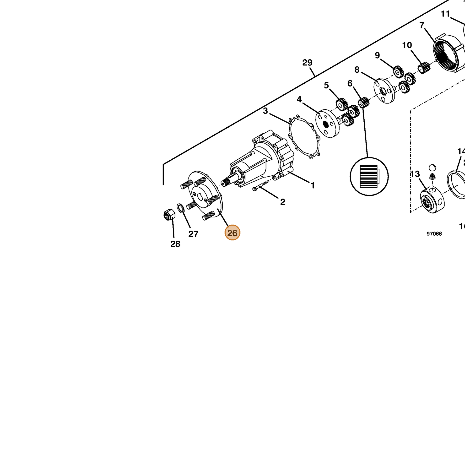Grasshopper part 603429 — IPL diagram snippet (6x zoom, amber highlight)