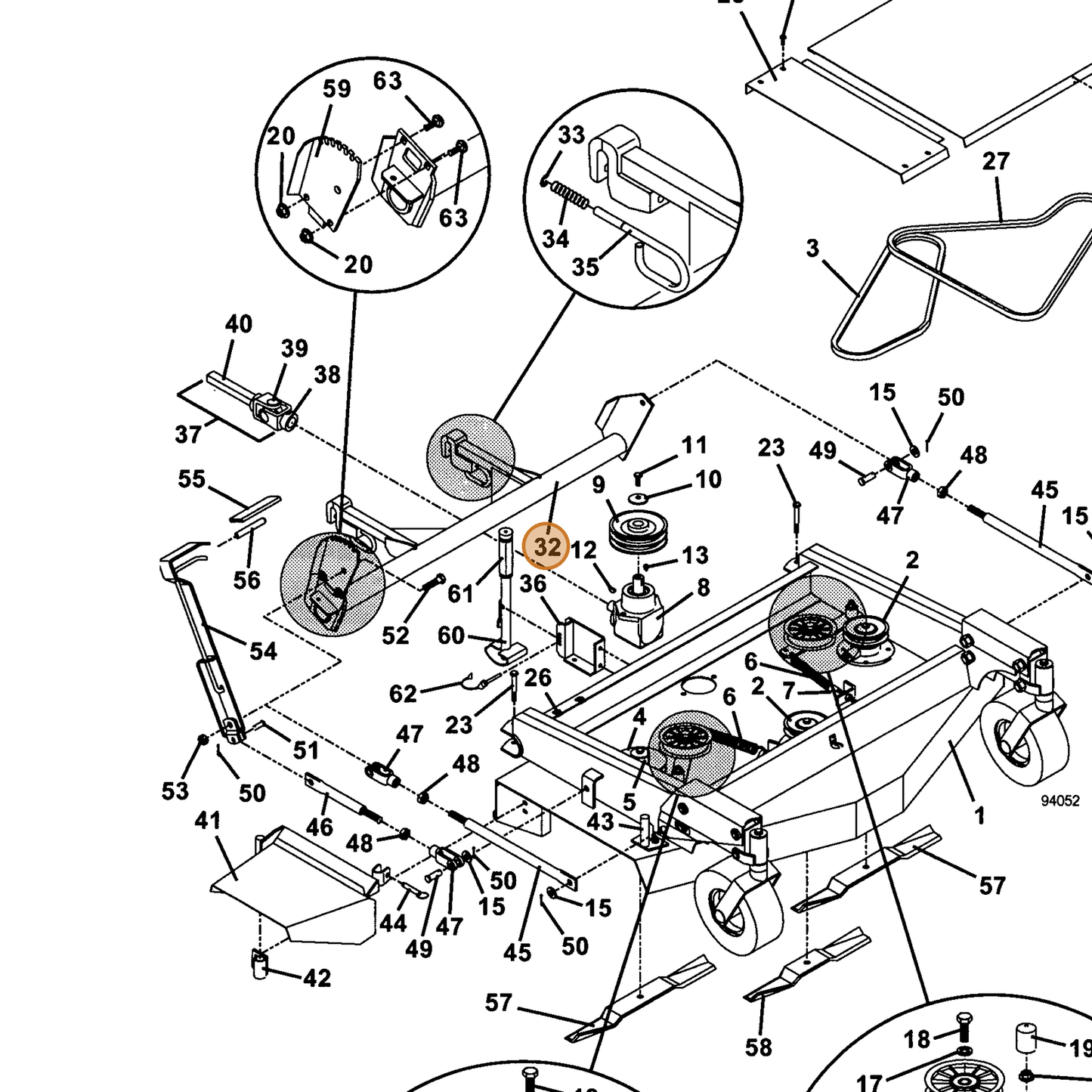 Grasshopper part 603553 — IPL diagram snippet (6x zoom, amber highlight)