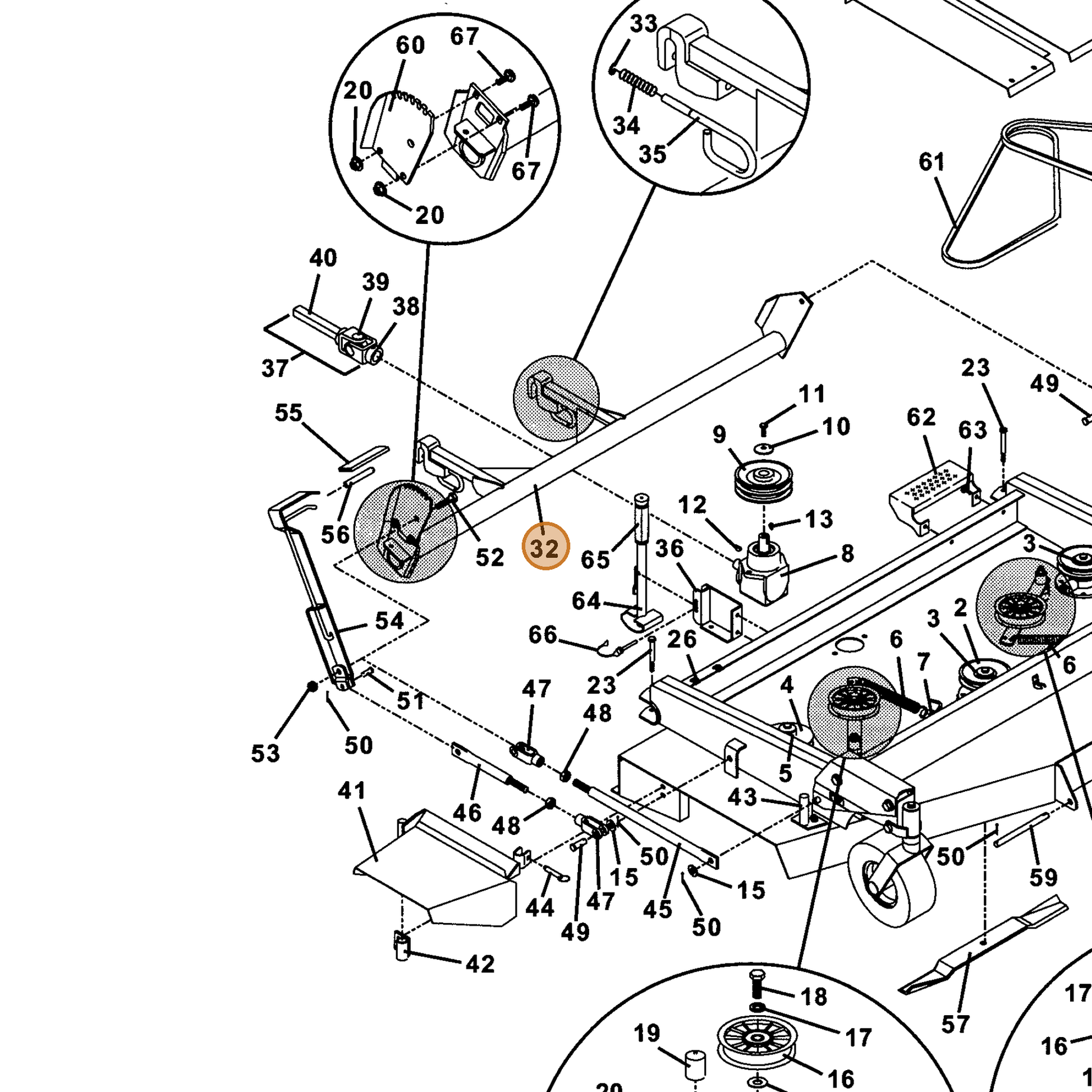 Grasshopper part 603561 — IPL diagram snippet (6x zoom, amber highlight)