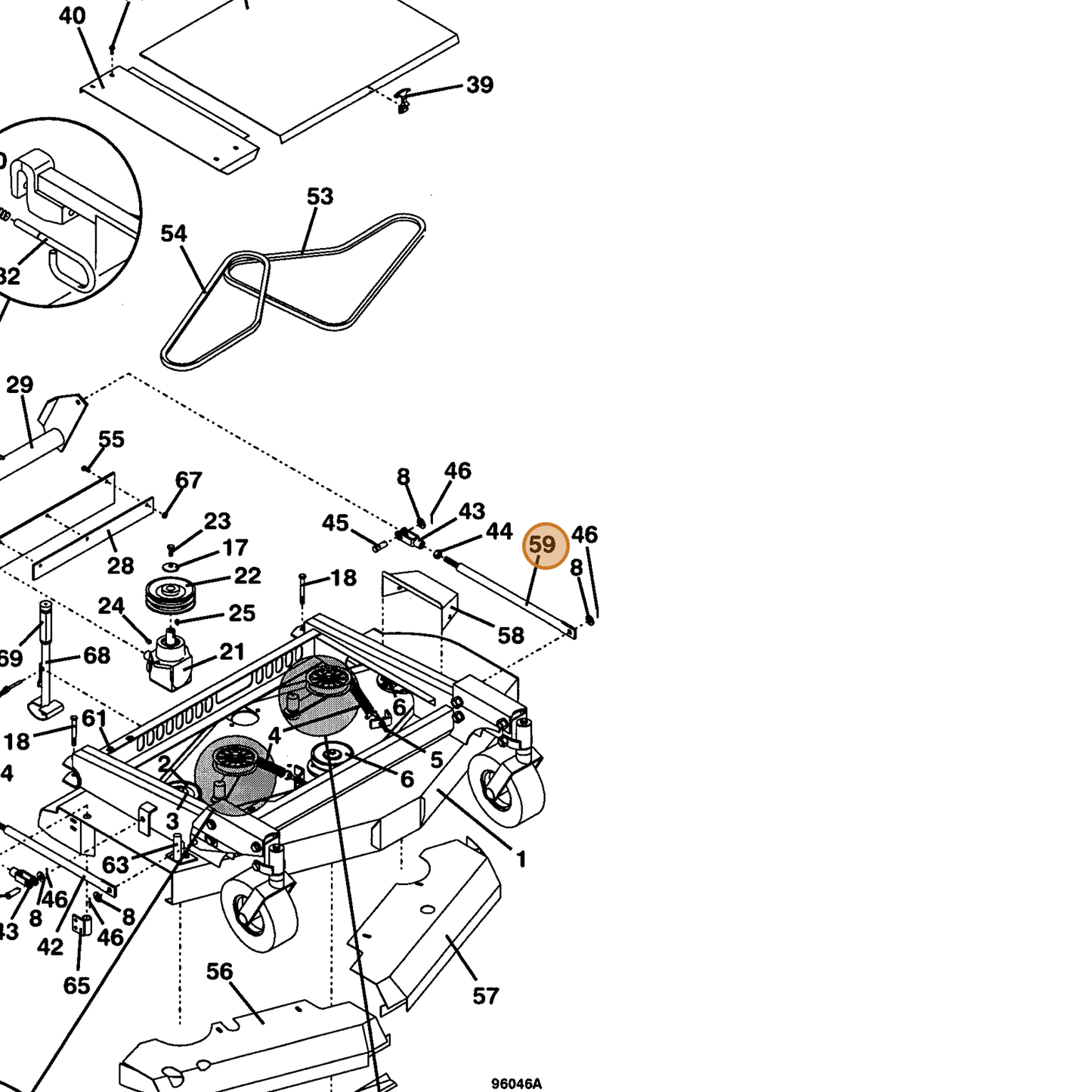 Grasshopper part 603573 — IPL diagram snippet (6x zoom, amber highlight)