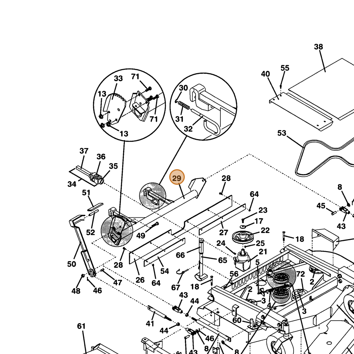 Grasshopper part 603576 — IPL diagram snippet (6x zoom, amber highlight)
