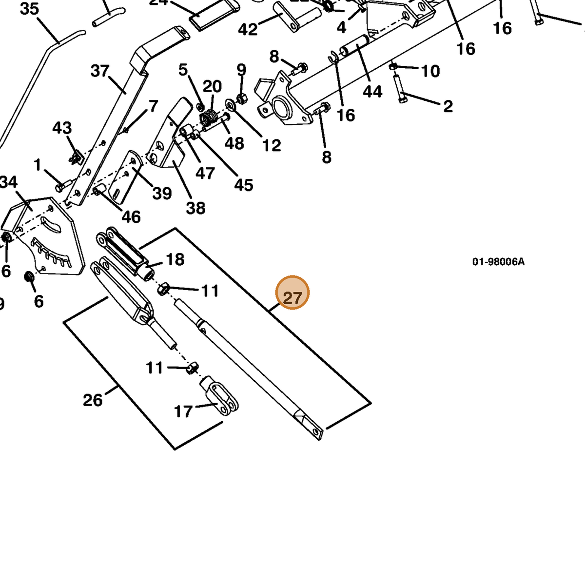 Grasshopper part 603578 — IPL diagram snippet (6x zoom, amber highlight)
