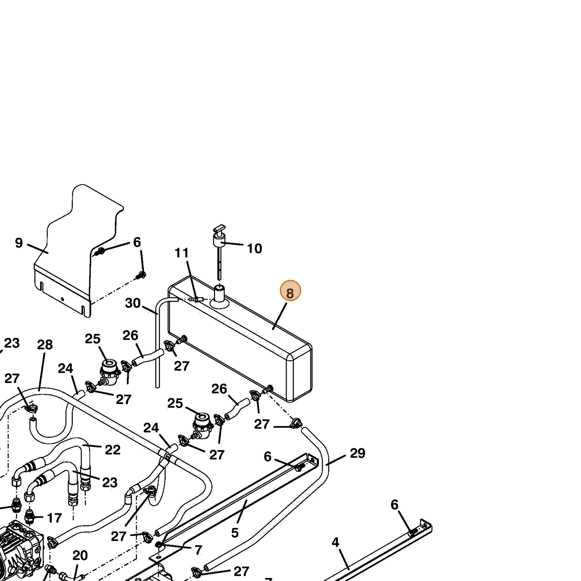 Grasshopper part 603587 — IPL diagram snippet (6x zoom, amber highlight)