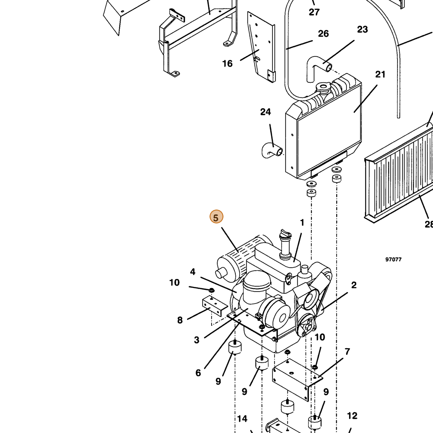 Grasshopper part 603590 — IPL diagram snippet (6x zoom, amber highlight)