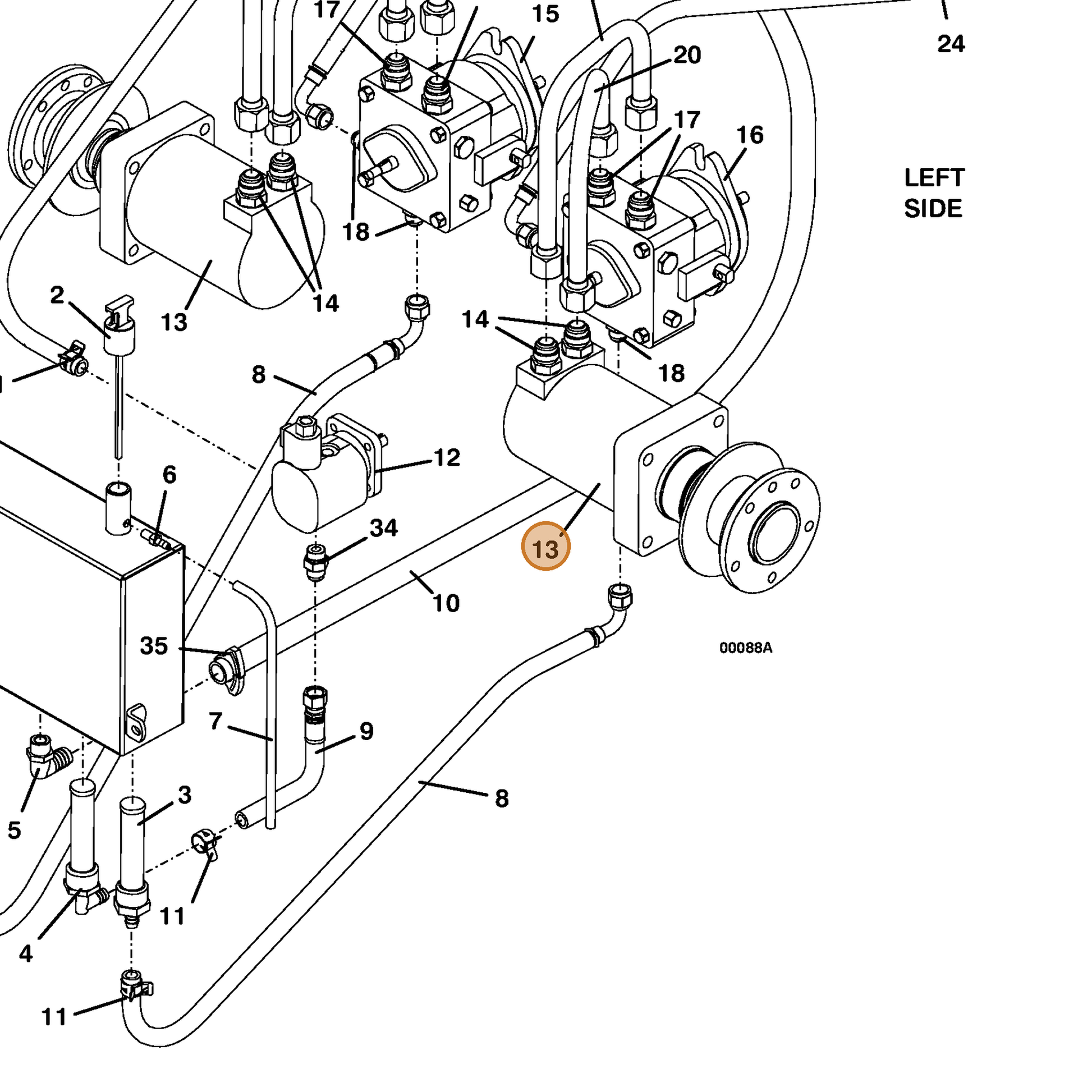 Grasshopper part 603598 — IPL diagram snippet (6x zoom, amber highlight)