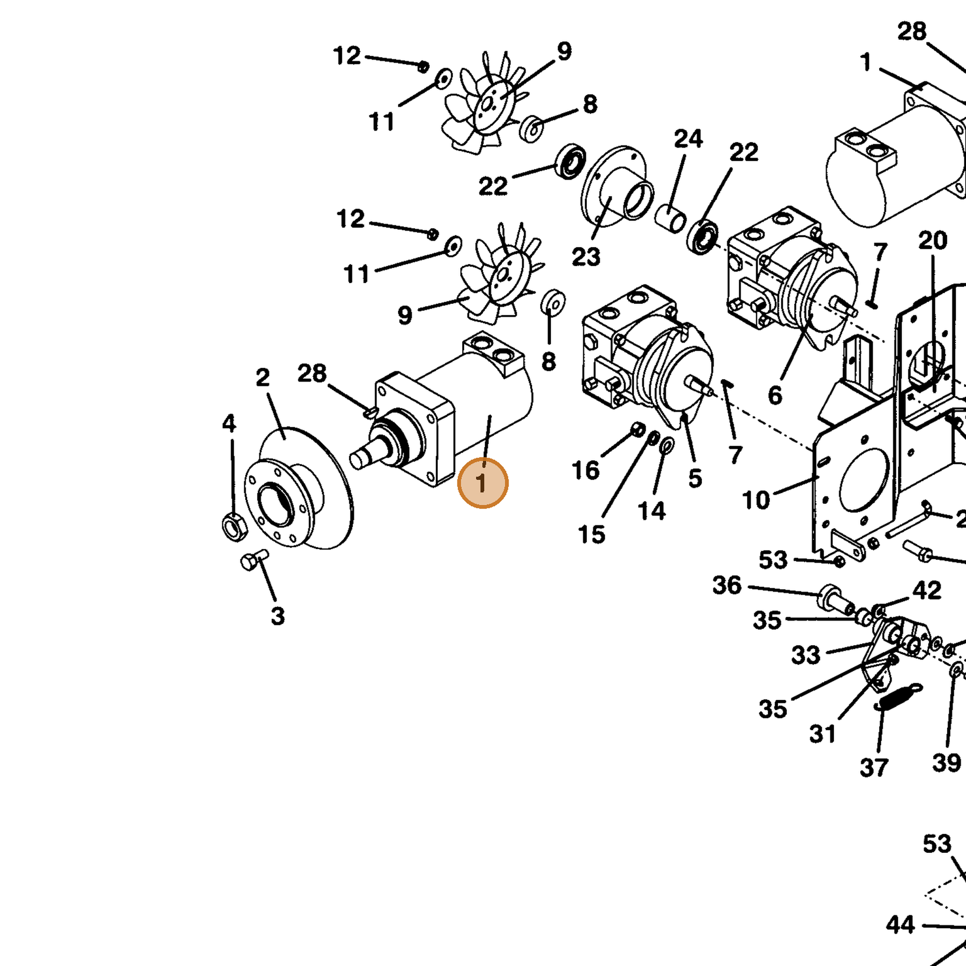 Grasshopper part 603599 — IPL diagram snippet (6x zoom, amber highlight)