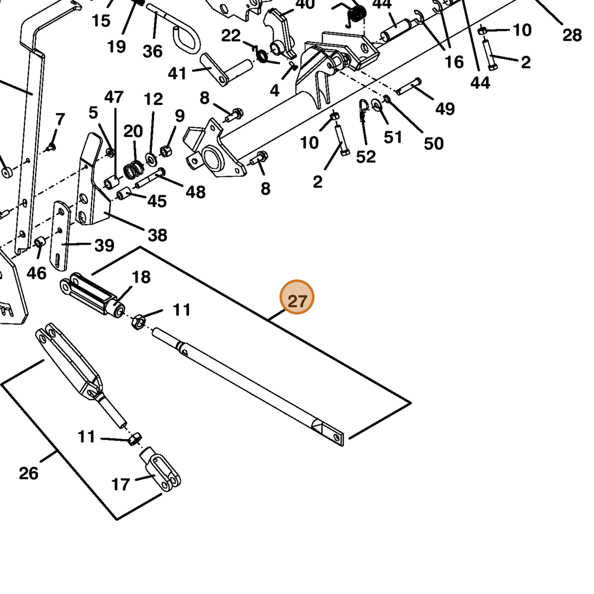 Grasshopper part 603601 — IPL diagram snippet (6x zoom, amber highlight)