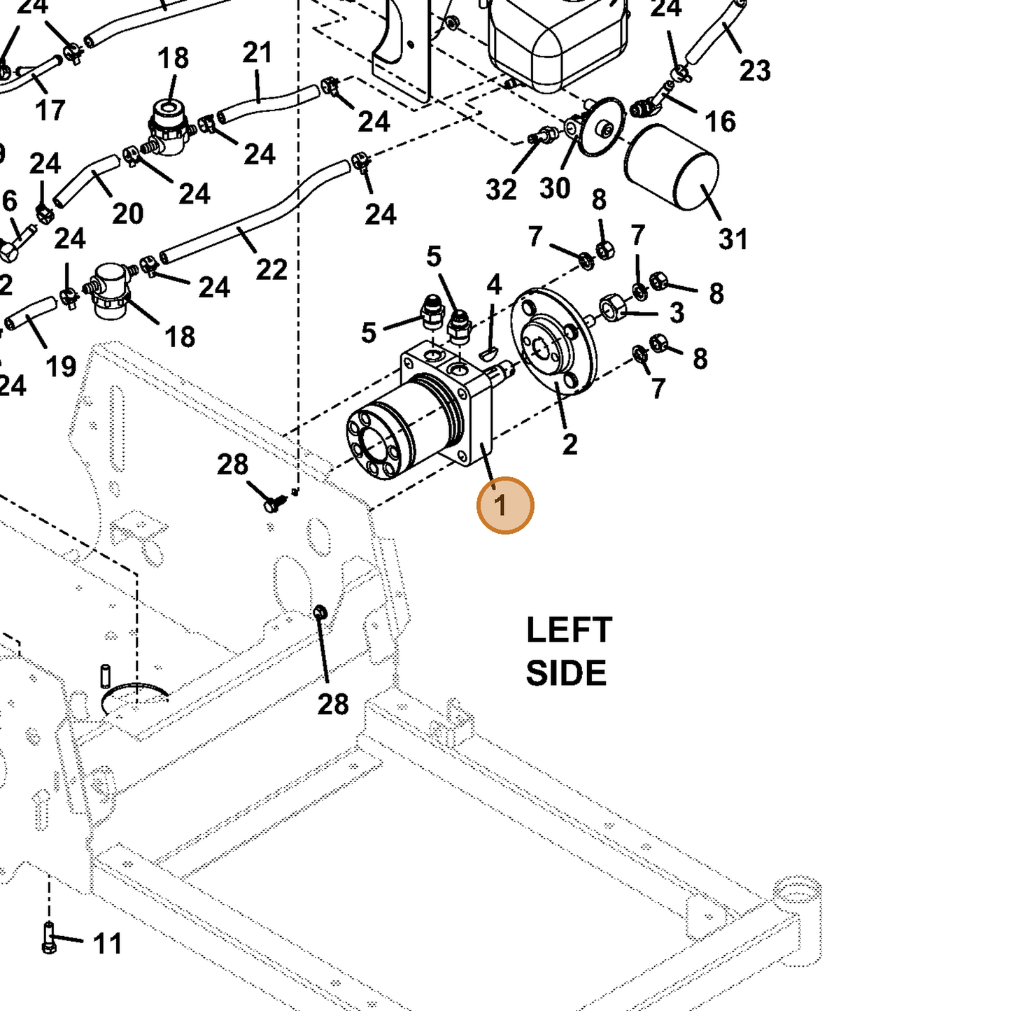 Grasshopper part 603612 — IPL diagram snippet (6x zoom, amber highlight)