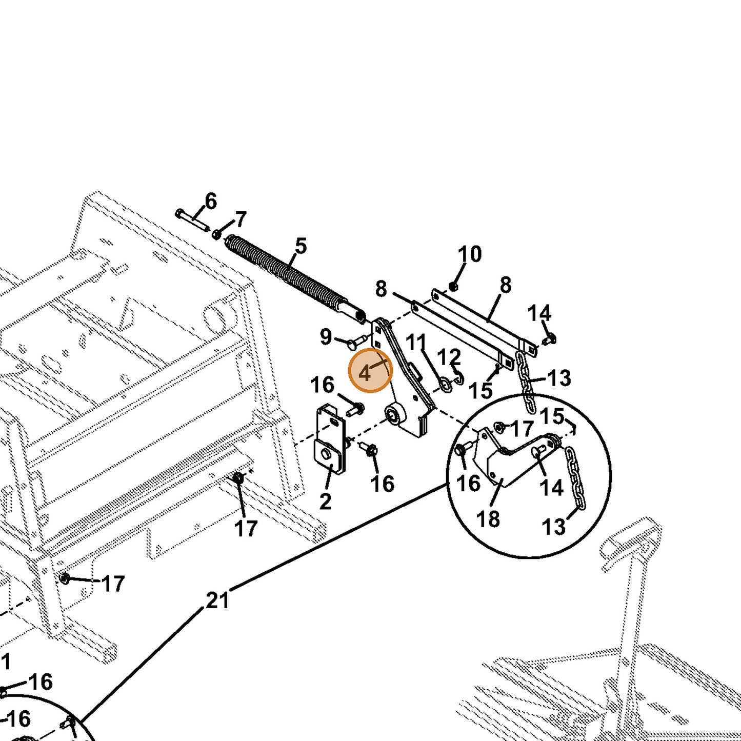 Grasshopper part 603702 — IPL diagram snippet (6x zoom, amber highlight)