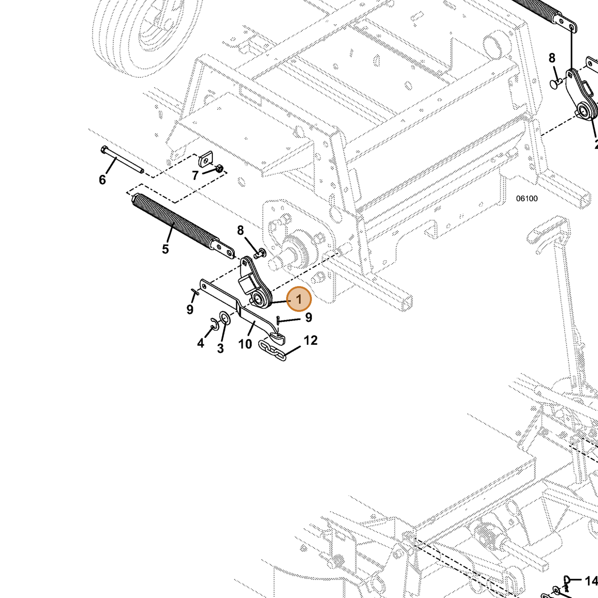Grasshopper part 603732 — IPL diagram snippet (6x zoom, amber highlight)