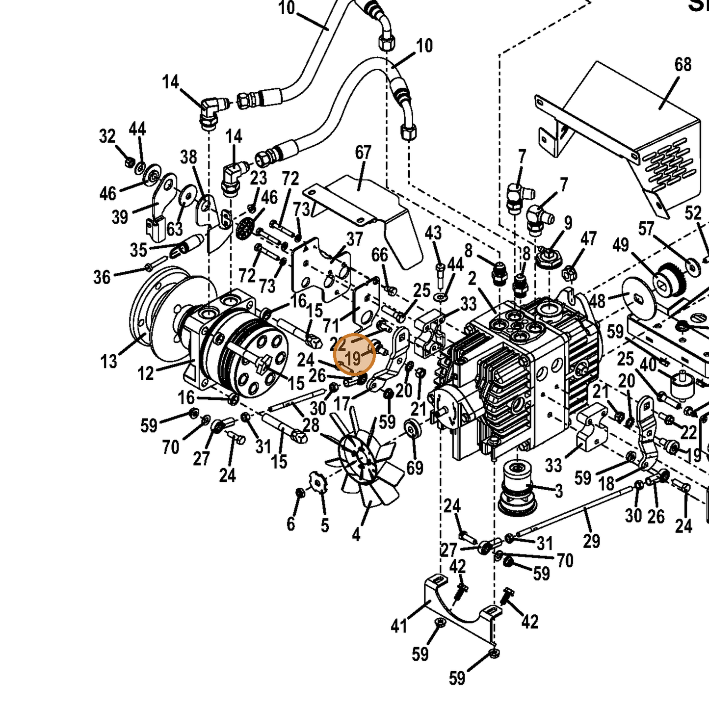 Grasshopper part 603734 — IPL diagram snippet (6x zoom, amber highlight)