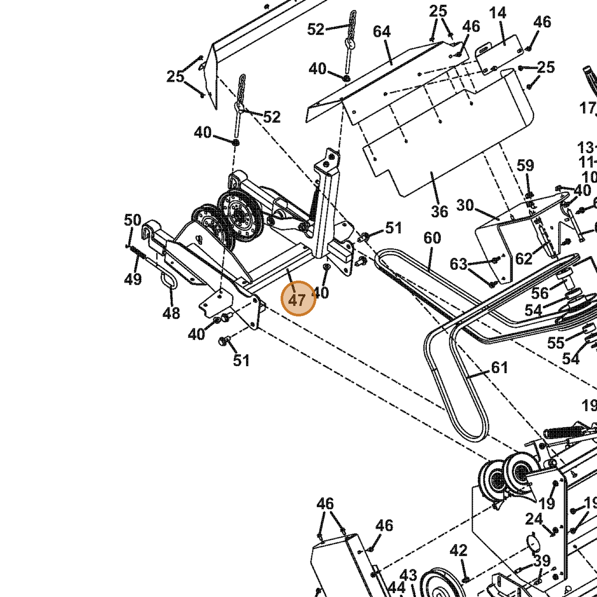Grasshopper part 603736 — IPL diagram snippet (6x zoom, amber highlight)