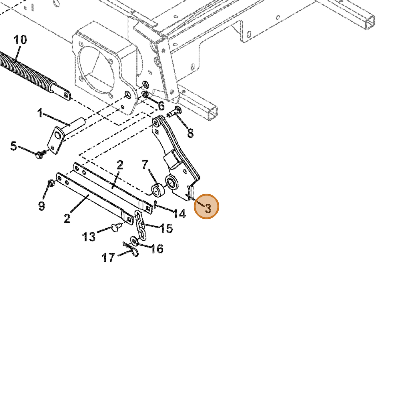 Grasshopper part 603742 — IPL diagram snippet (6x zoom, amber highlight)