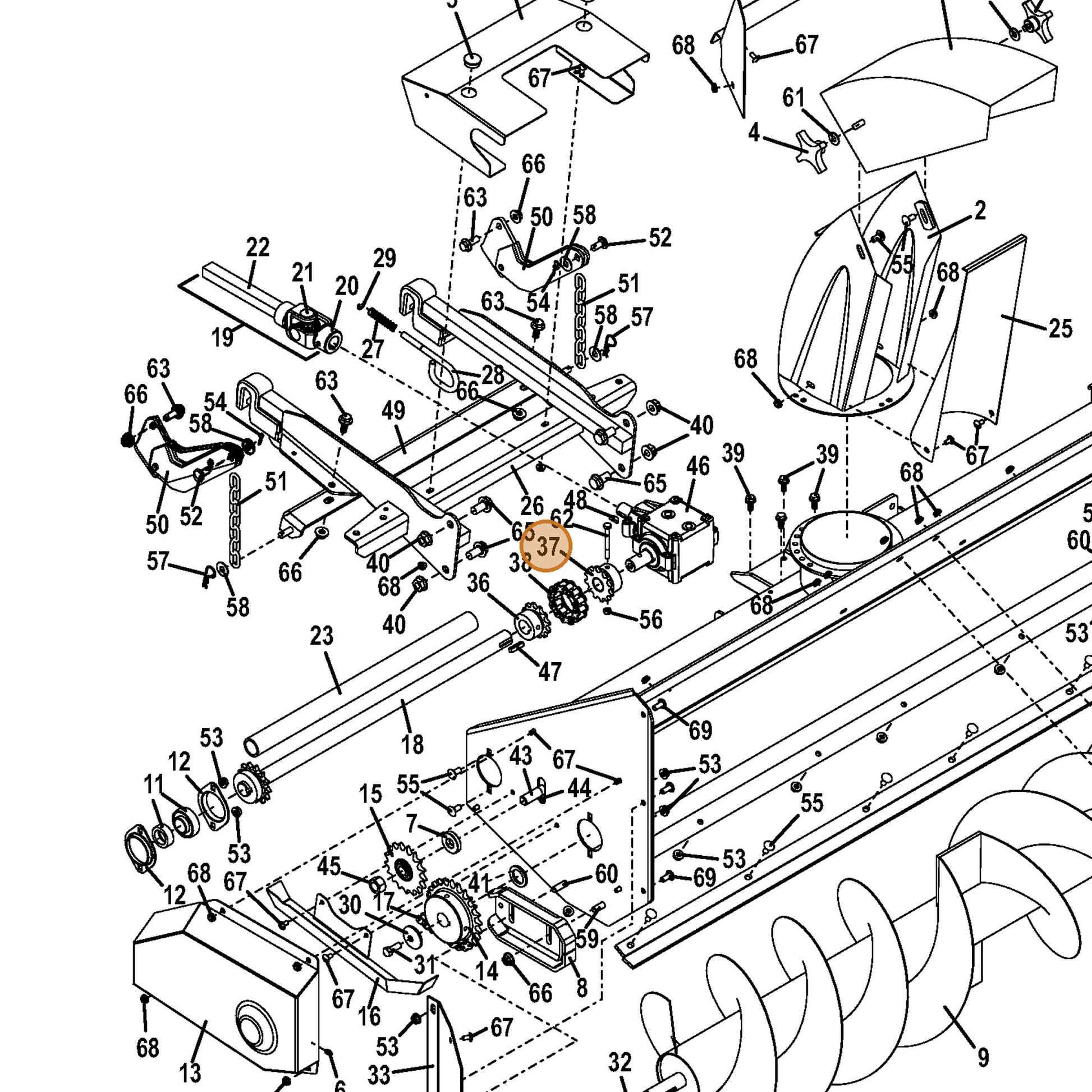 Grasshopper part 603746 — IPL diagram snippet (6x zoom, amber highlight)