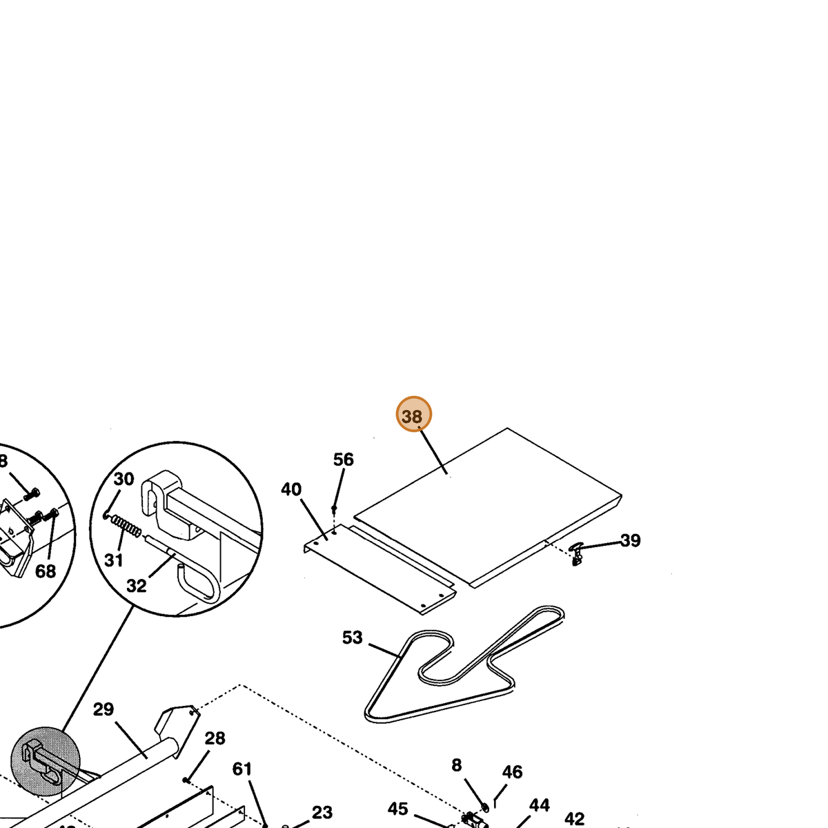 Grasshopper part 603748 — IPL diagram snippet (6x zoom, amber highlight)