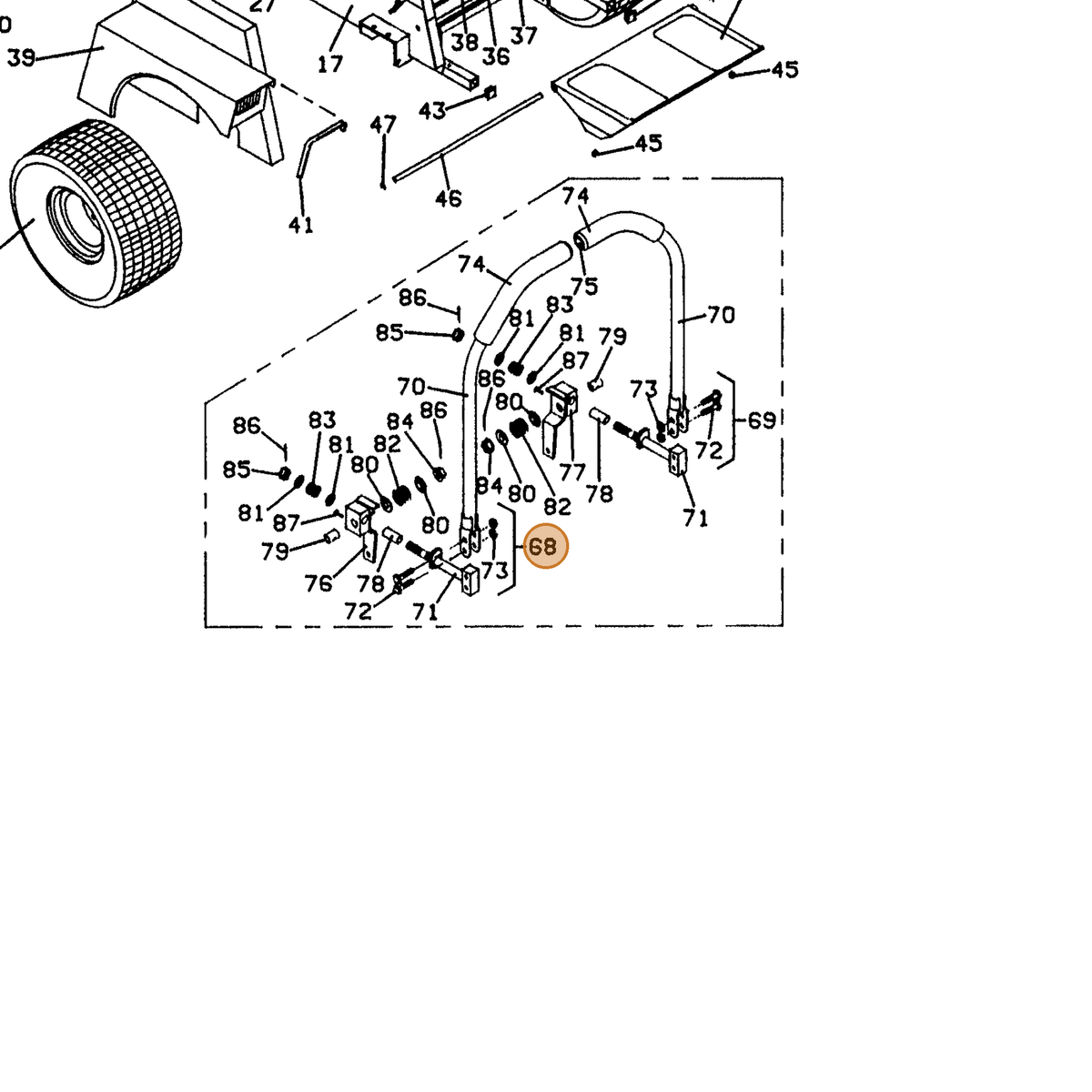 Grasshopper part 603805 — IPL diagram snippet (6x zoom, amber highlight)