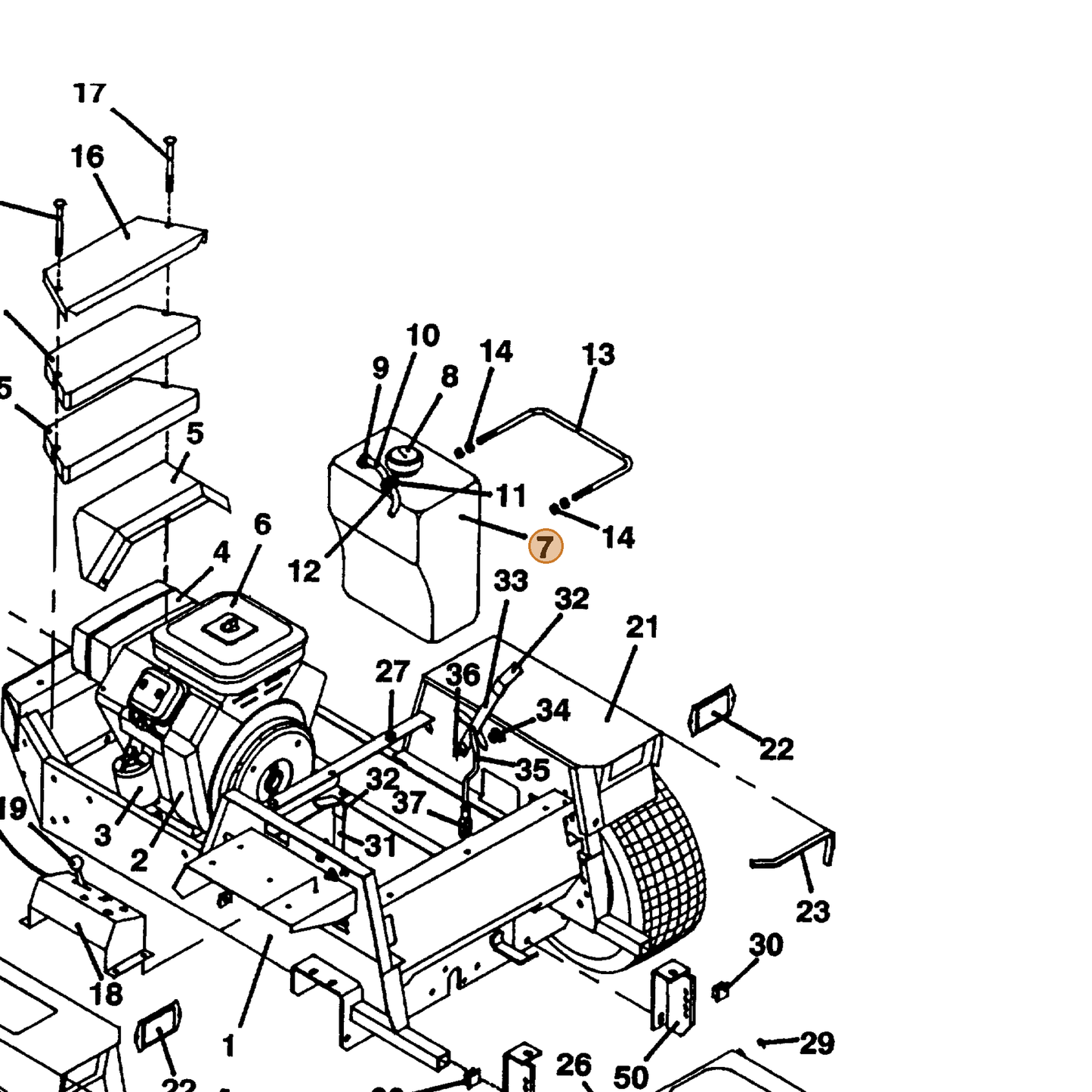 Grasshopper part 603810 — IPL diagram snippet (6x zoom, amber highlight)