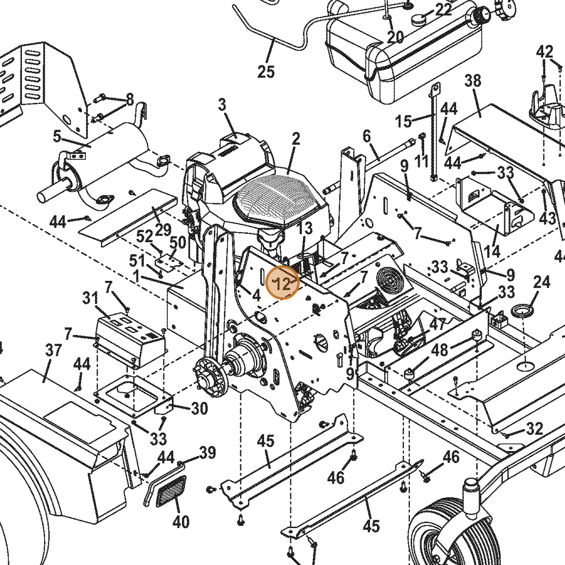 Grasshopper part 603821 — IPL diagram snippet (6x zoom, amber highlight)
