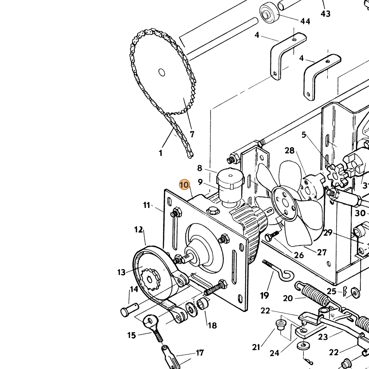Grasshopper part 603824 — IPL diagram snippet (6x zoom, amber highlight)