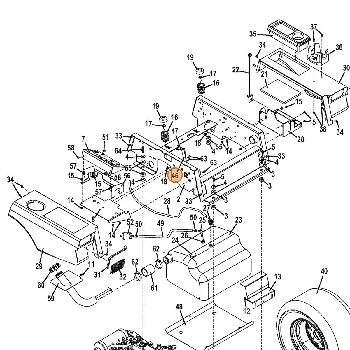 Grasshopper part 603833 — IPL diagram snippet (6x zoom, amber highlight)