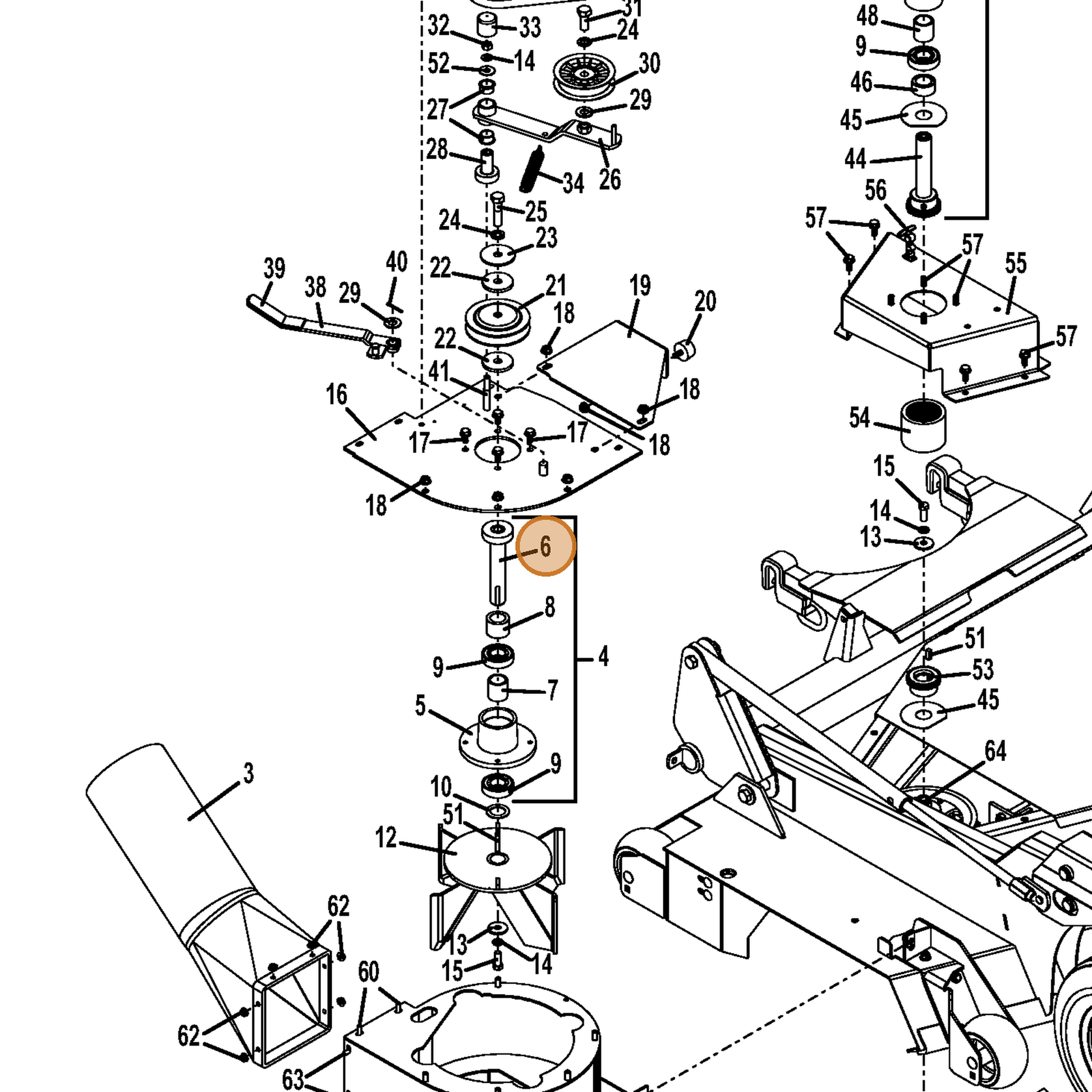 Grasshopper part 604008 — IPL diagram snippet (6x zoom, amber highlight)