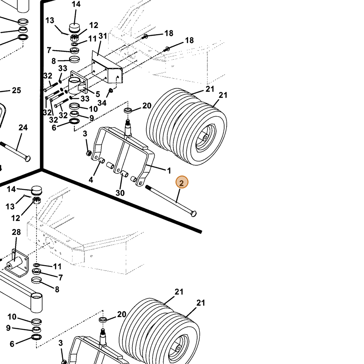 Grasshopper part 604154 — IPL diagram snippet (6x zoom, amber highlight)