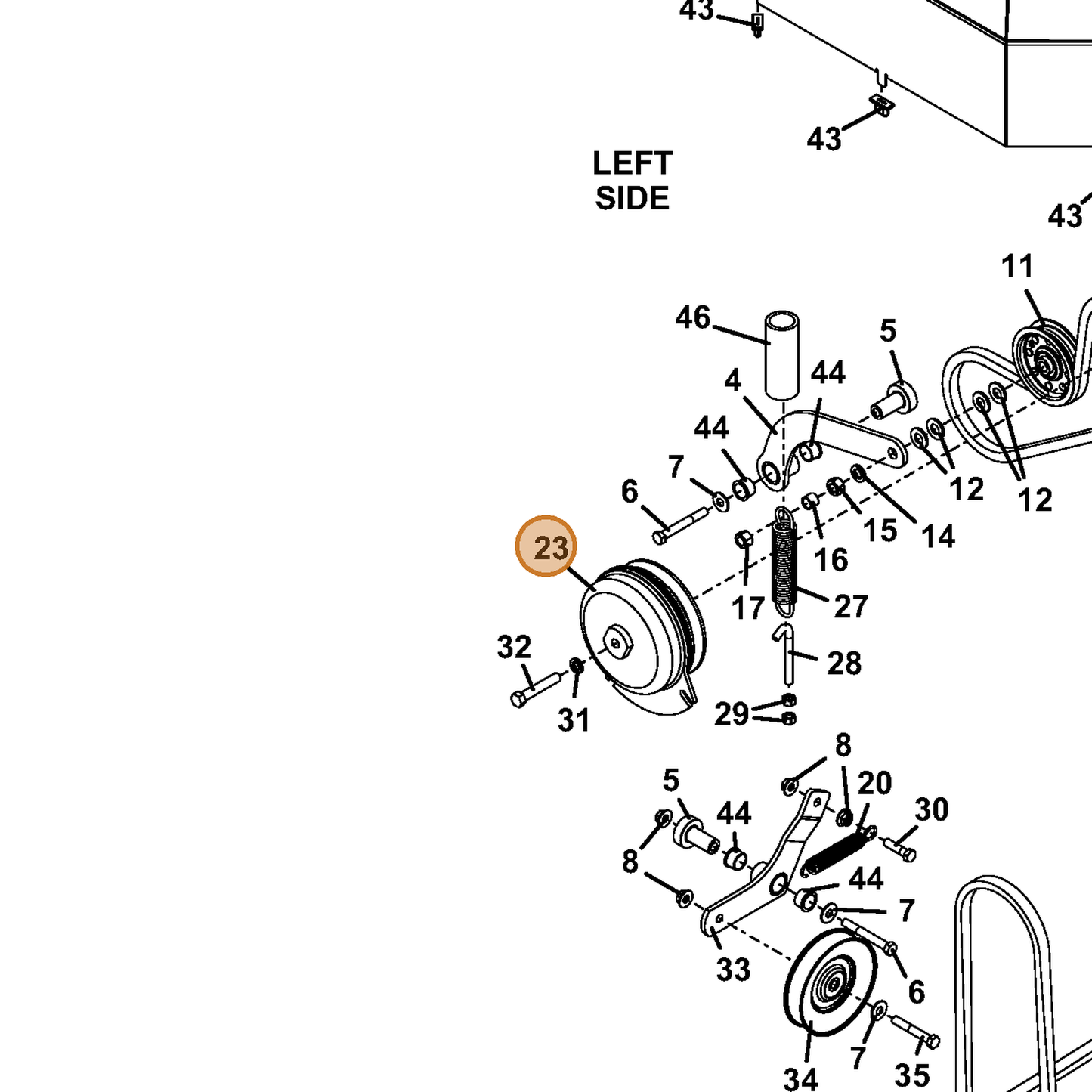Grasshopper part 604184 — IPL diagram snippet (6x zoom, amber highlight)