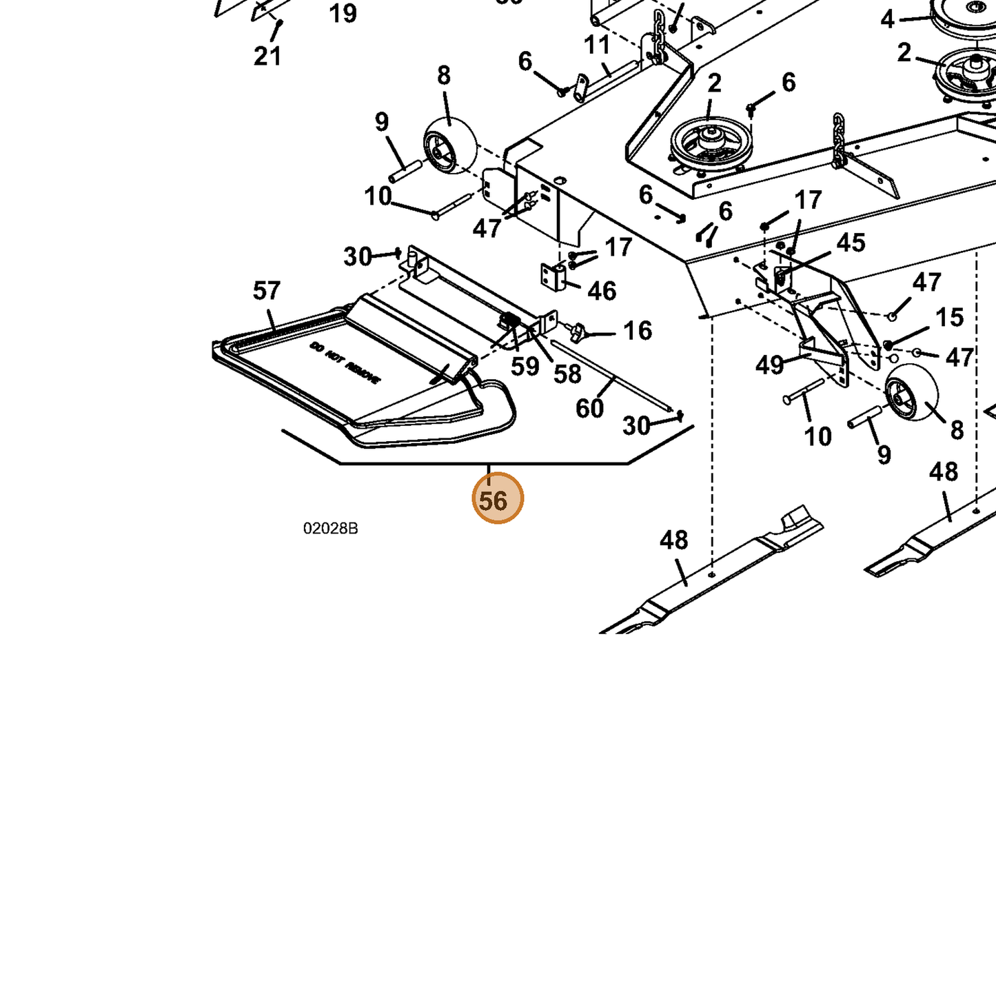 Grasshopper part 604317 — IPL diagram snippet (6x zoom, amber highlight)