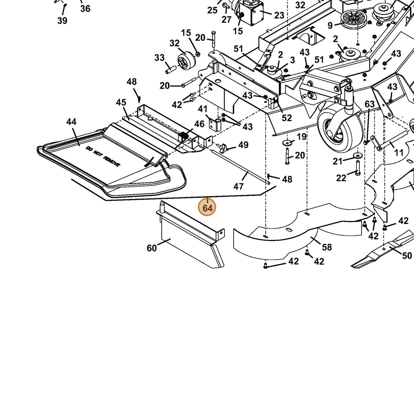 Grasshopper part 604318 — IPL diagram snippet (6x zoom, amber highlight)
