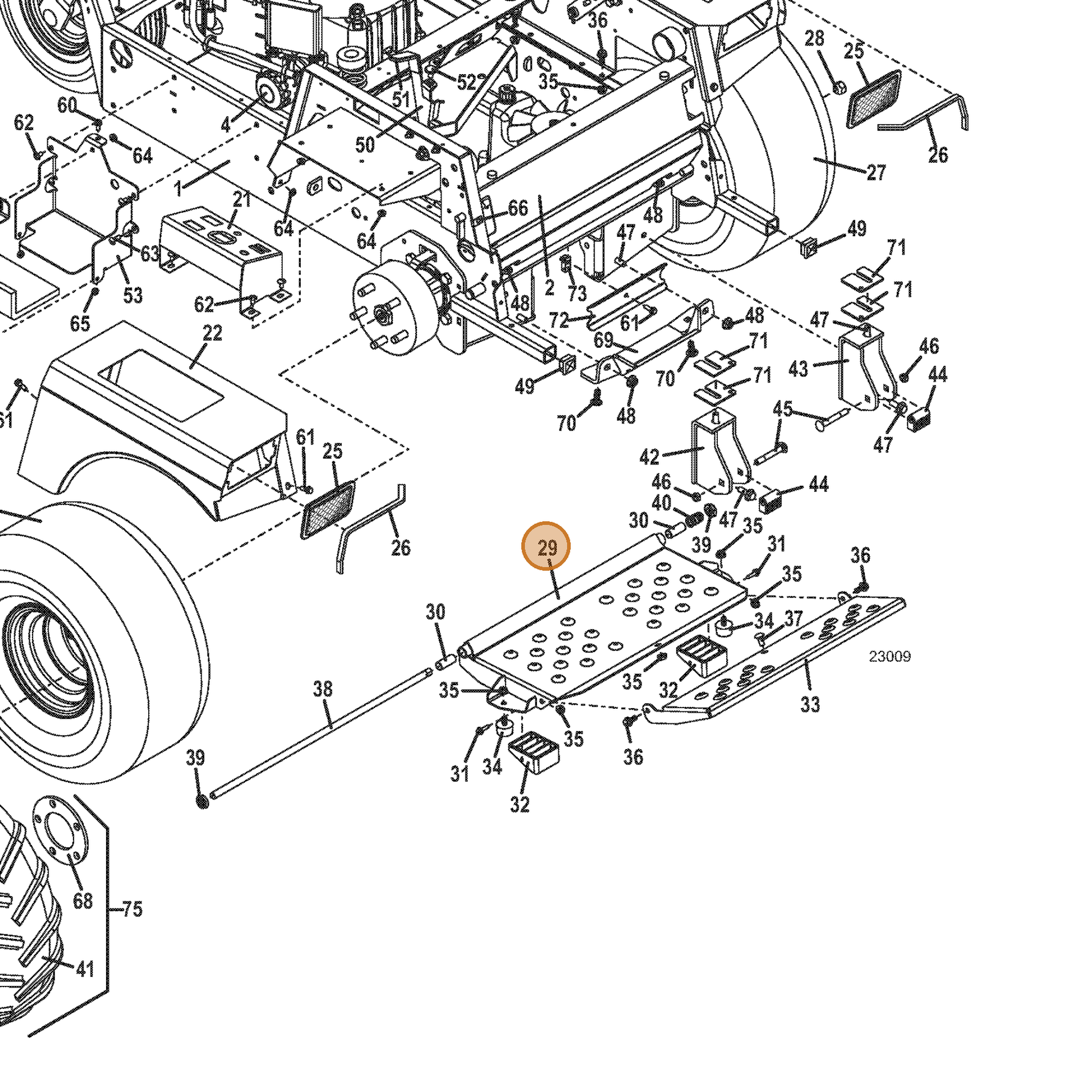 Grasshopper part 604349 — IPL diagram snippet (6x zoom, amber highlight)