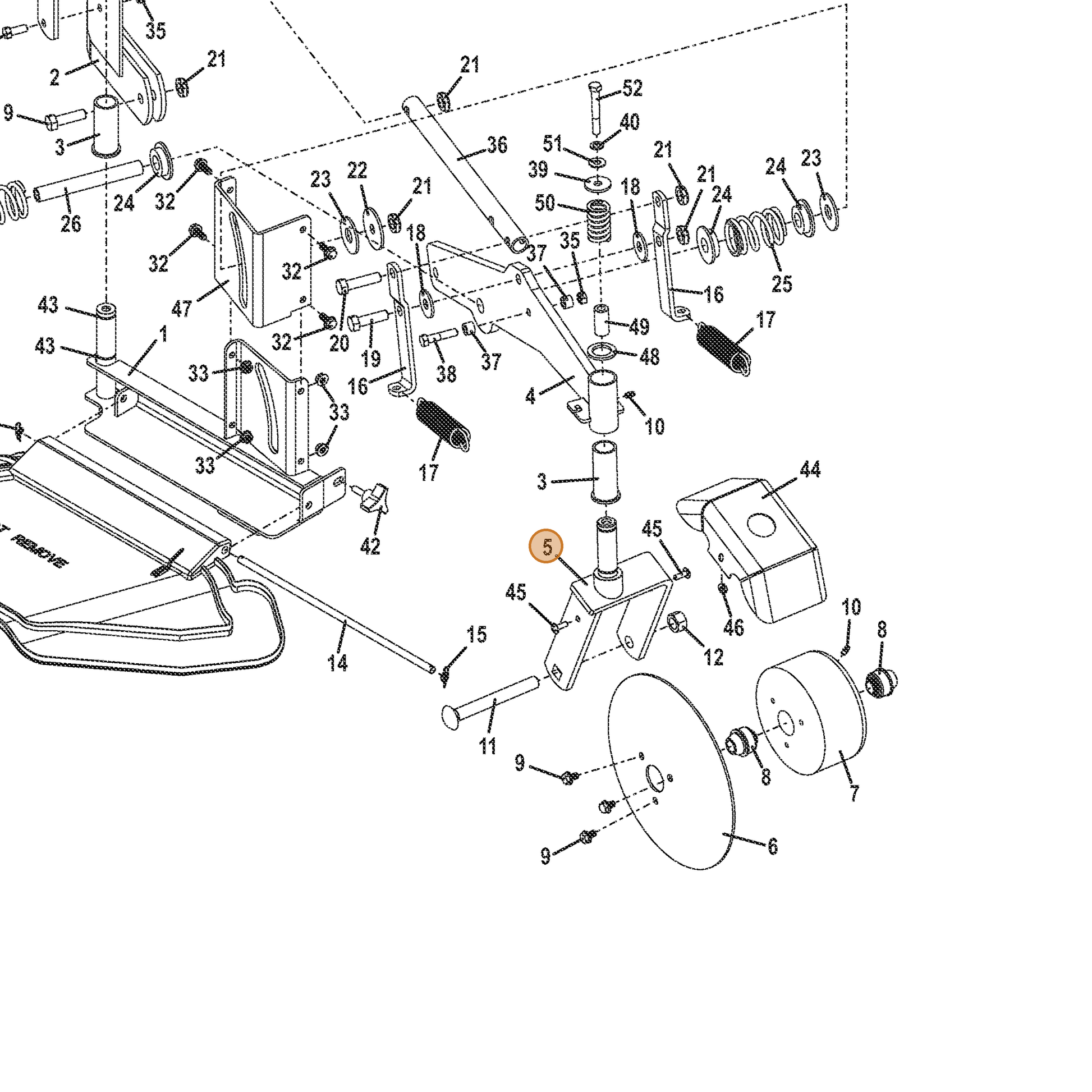 Grasshopper part 604351 — IPL diagram snippet (6x zoom, amber highlight)