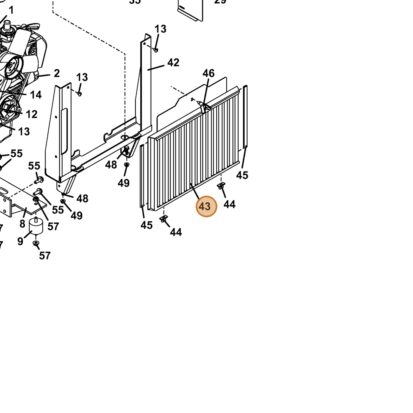 Grasshopper part 604382 — IPL diagram snippet (6x zoom, amber highlight)