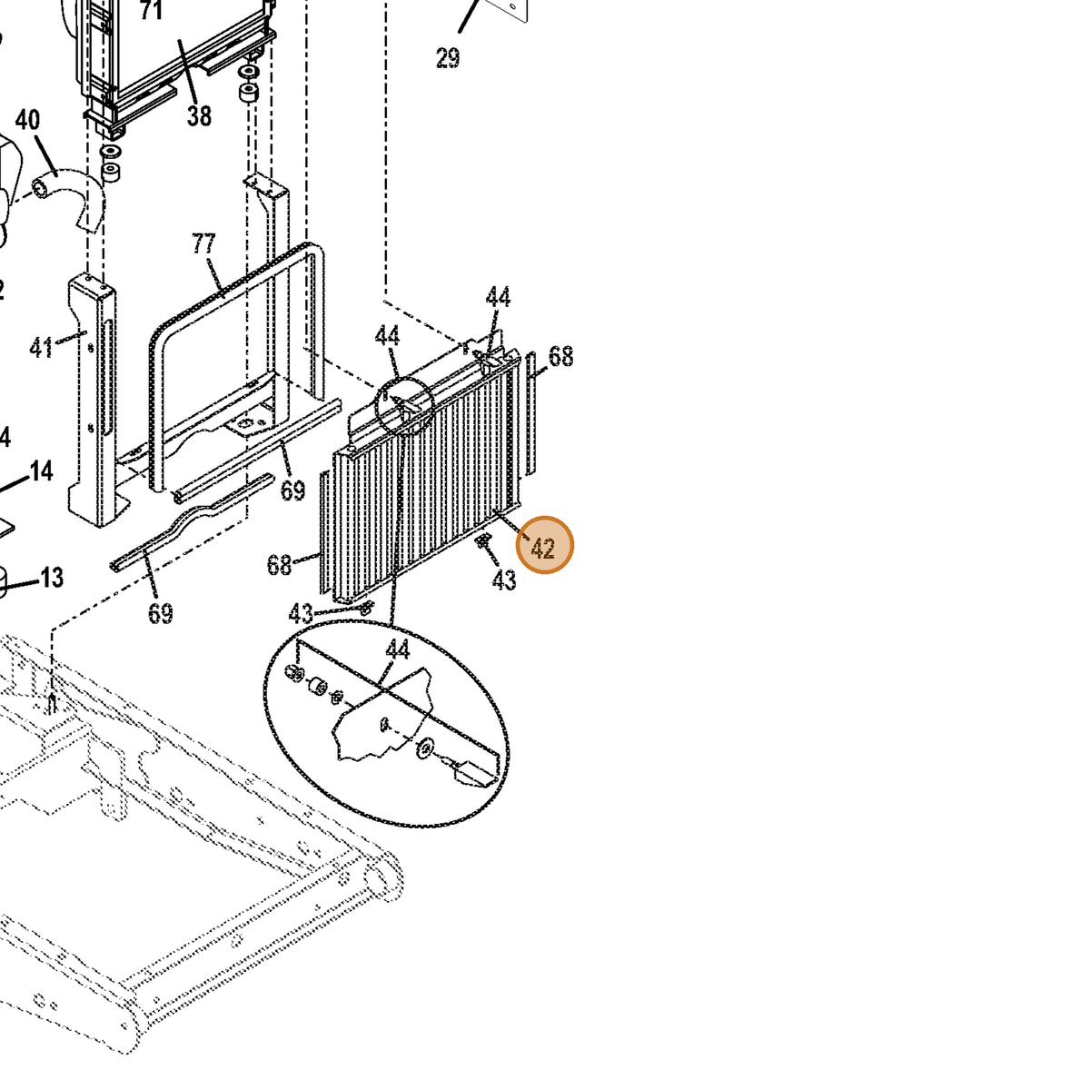 Grasshopper part 604383 — IPL diagram snippet (6x zoom, amber highlight)