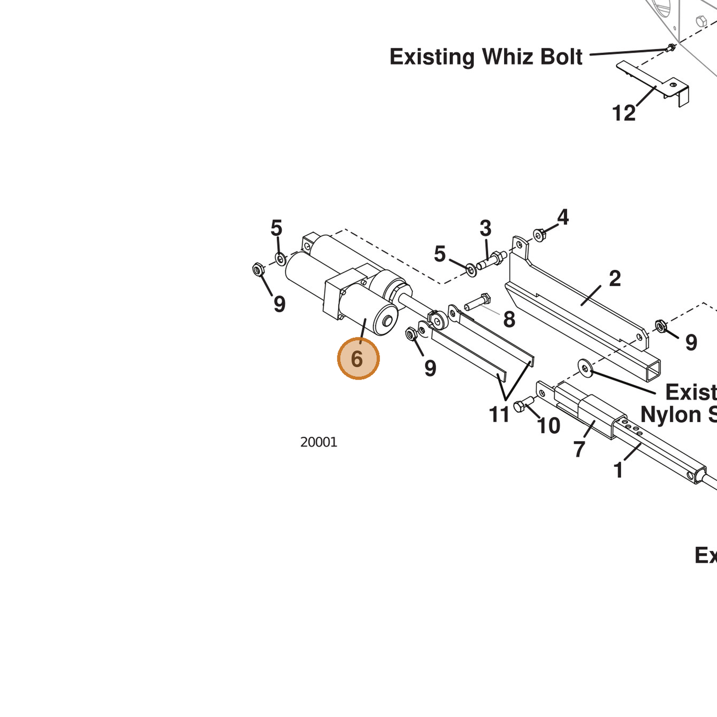 Grasshopper part 604429 — IPL diagram snippet (6x zoom, amber highlight)