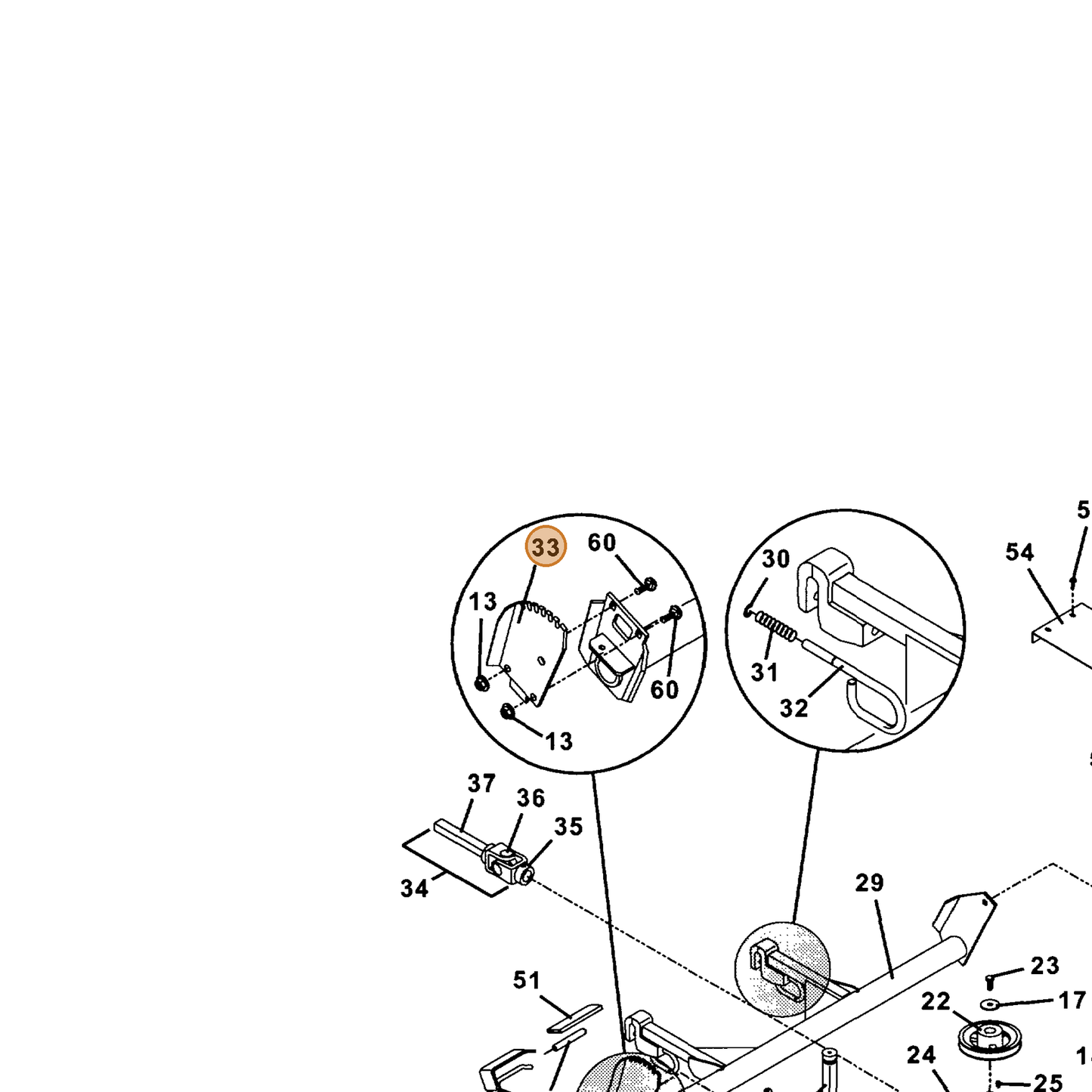 Grasshopper part 604520 — IPL diagram snippet (6x zoom, amber highlight)