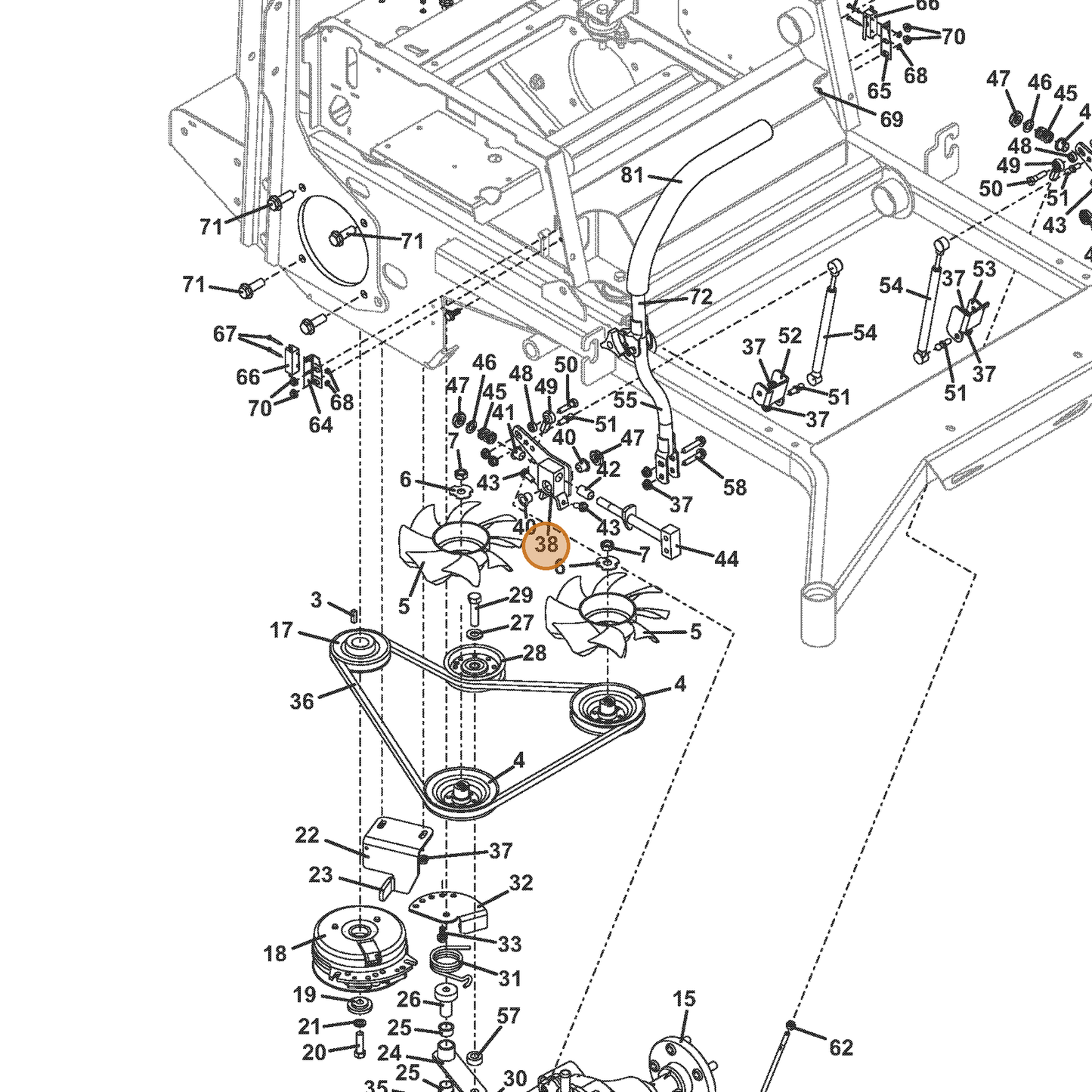 Grasshopper part 604610 — IPL diagram snippet (6x zoom, amber highlight)