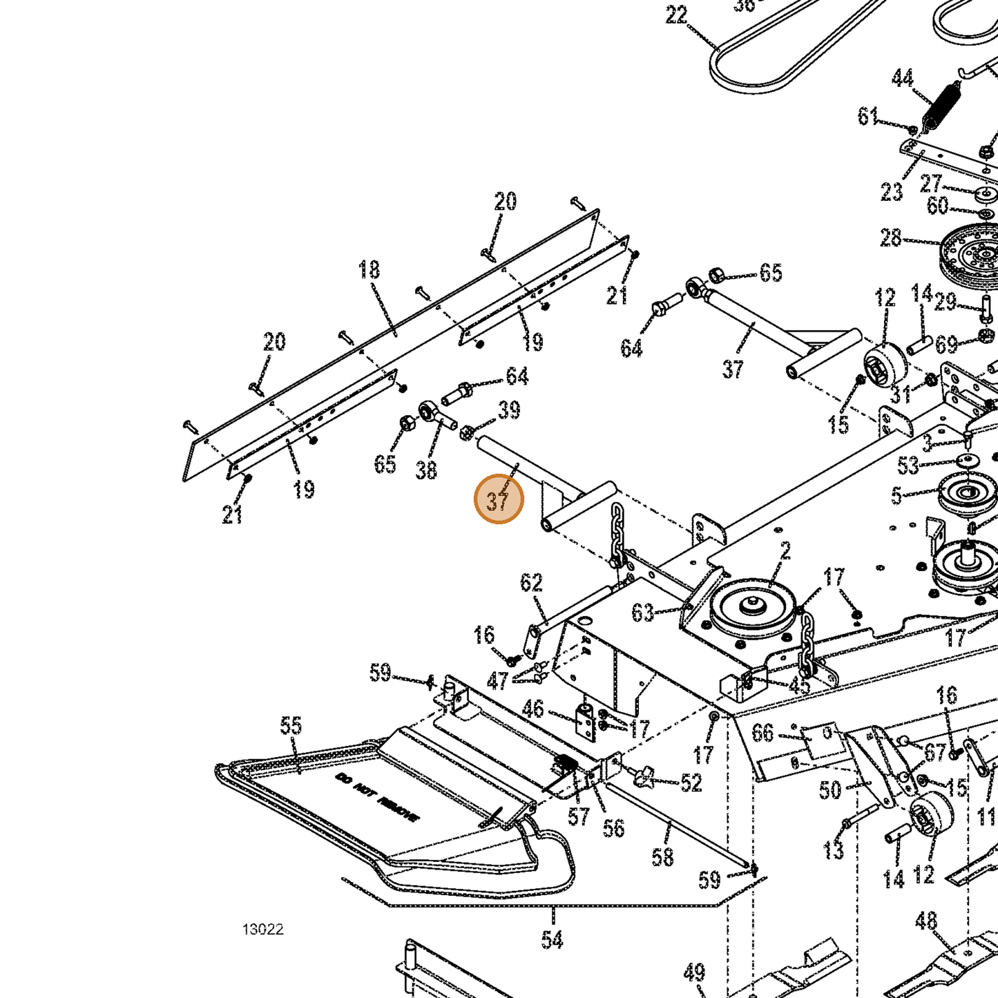 Grasshopper part 604668 — IPL diagram snippet (6x zoom, amber highlight)