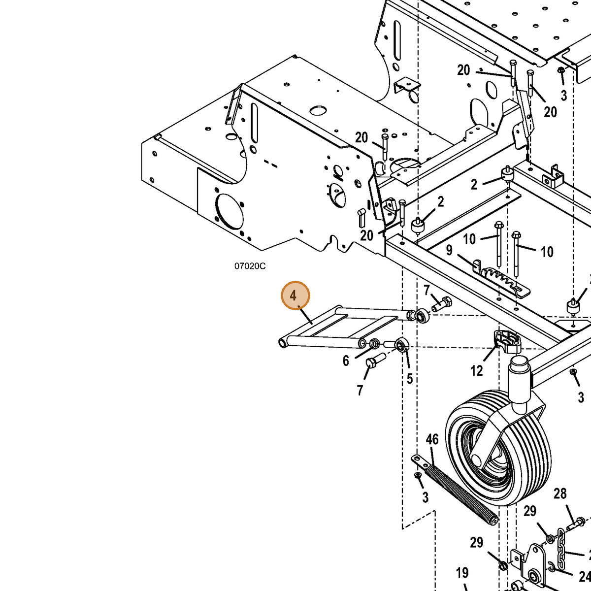 Grasshopper part 604670 — IPL diagram snippet (6x zoom, amber highlight)