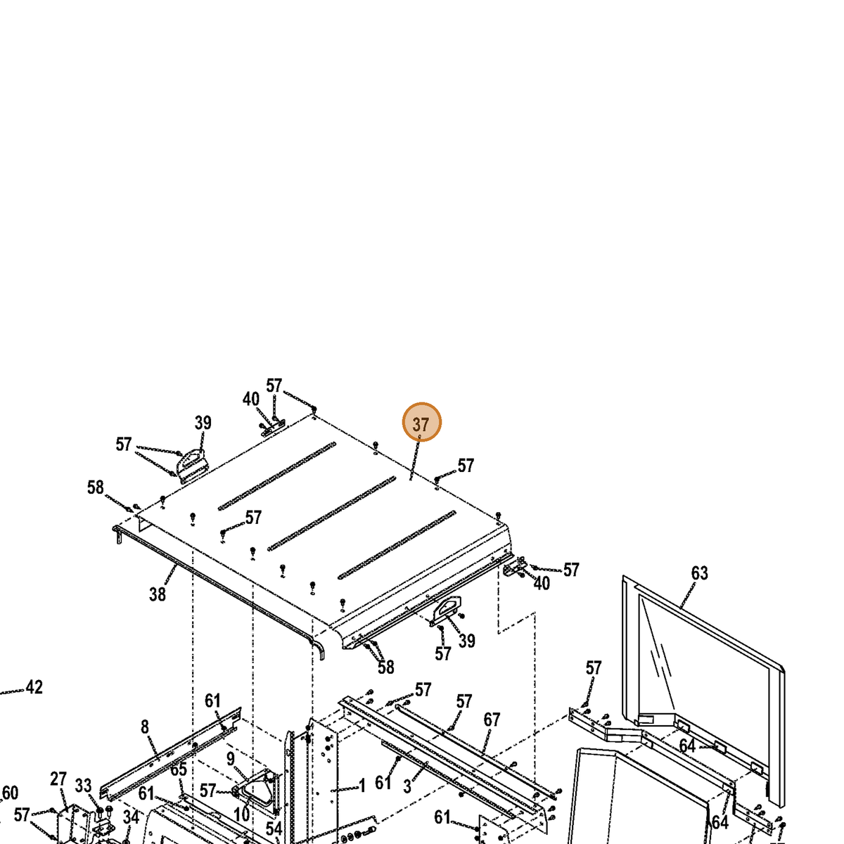 Grasshopper part 604680 — IPL diagram snippet (6x zoom, amber highlight)