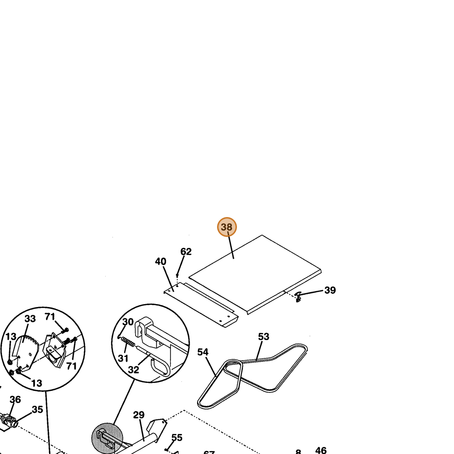 Grasshopper part 604721 — IPL diagram snippet (6x zoom, amber highlight)