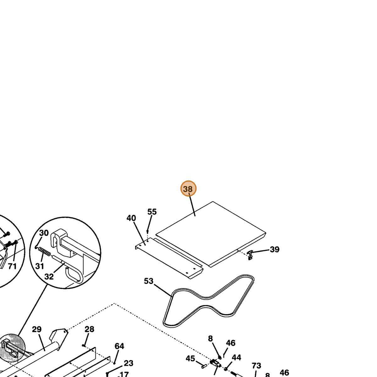 Grasshopper part 604723 — IPL diagram snippet (6x zoom, amber highlight)