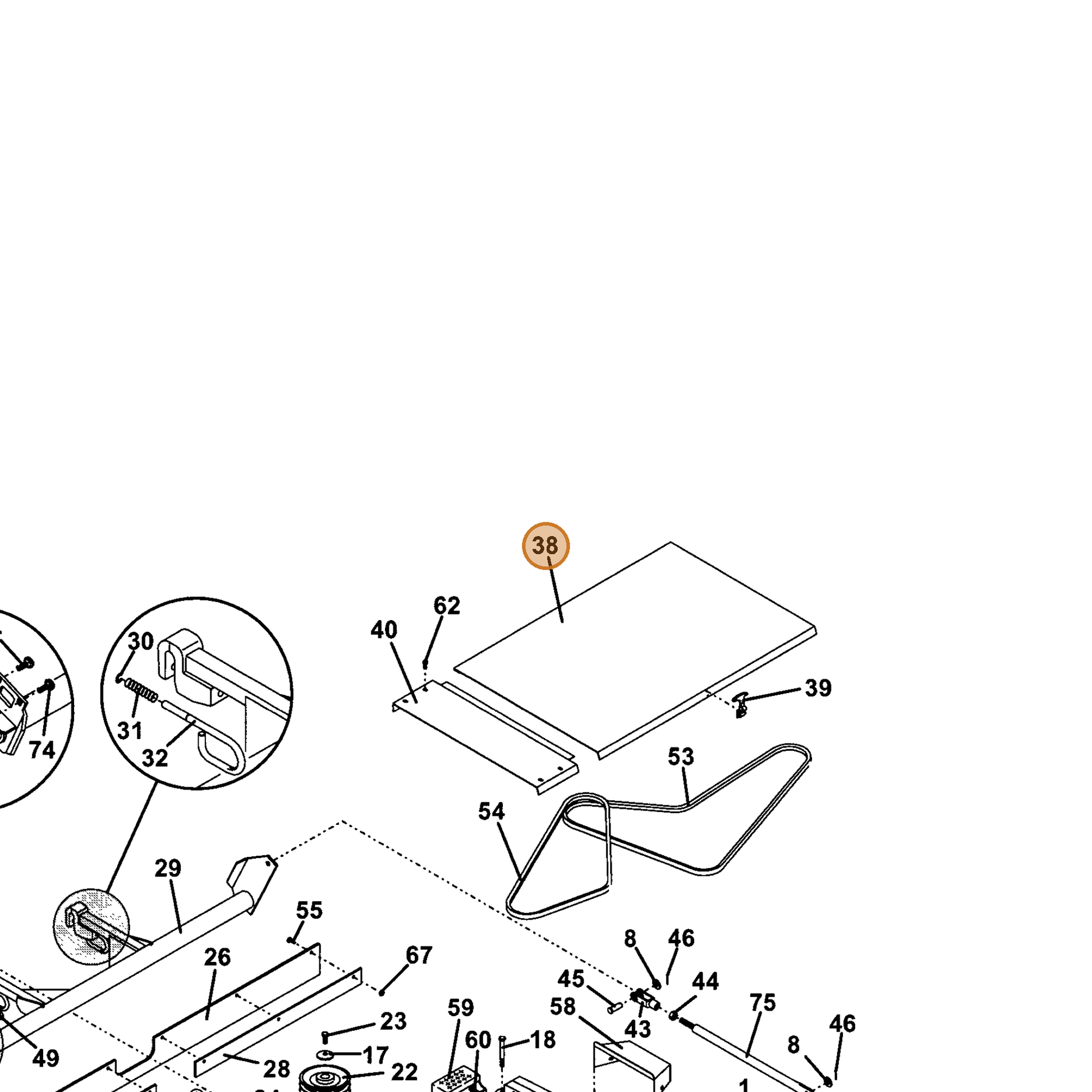Grasshopper part 604725 — IPL diagram snippet (6x zoom, amber highlight)