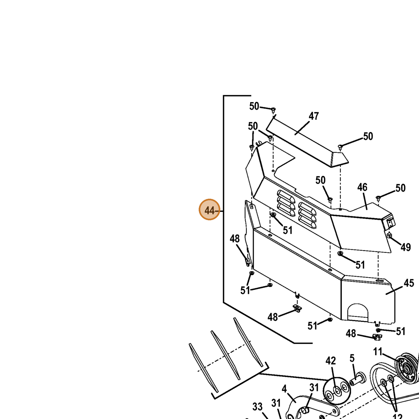 Grasshopper part 604731 — IPL diagram snippet (6x zoom, amber highlight)
