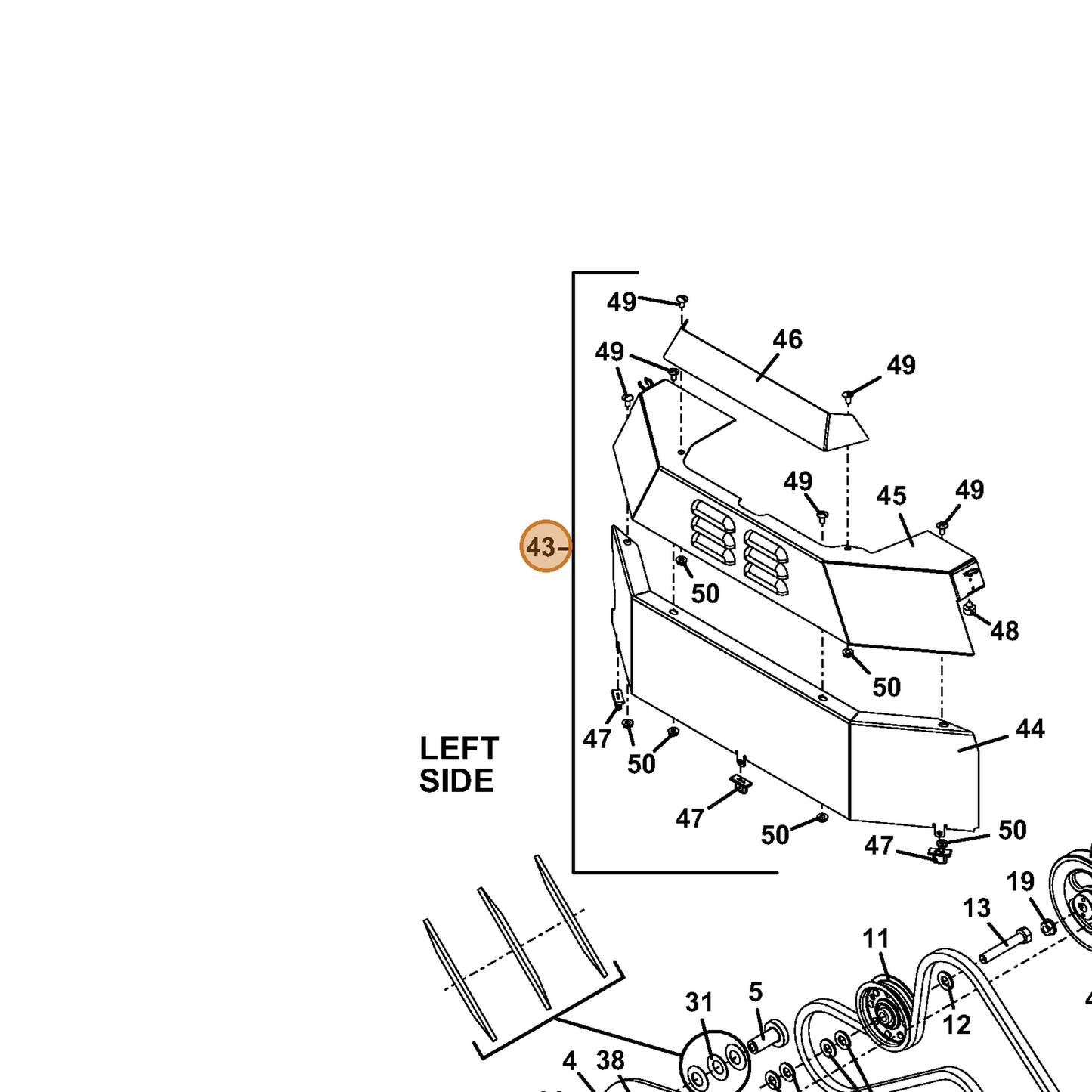Grasshopper part 604734 — IPL diagram snippet (6x zoom, amber highlight)
