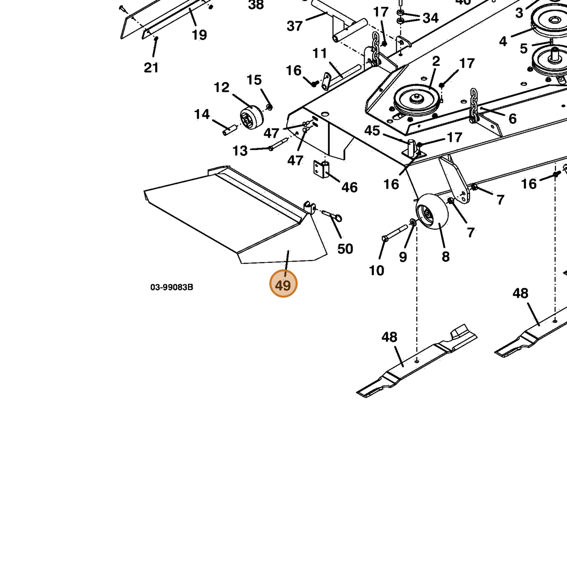 Grasshopper part 604749 — IPL diagram snippet (6x zoom, amber highlight)