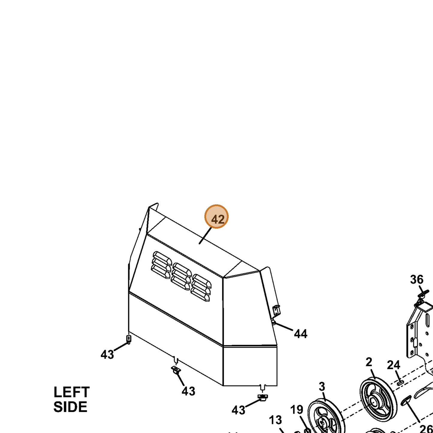 Grasshopper part 604754 — IPL diagram snippet (6x zoom, amber highlight)