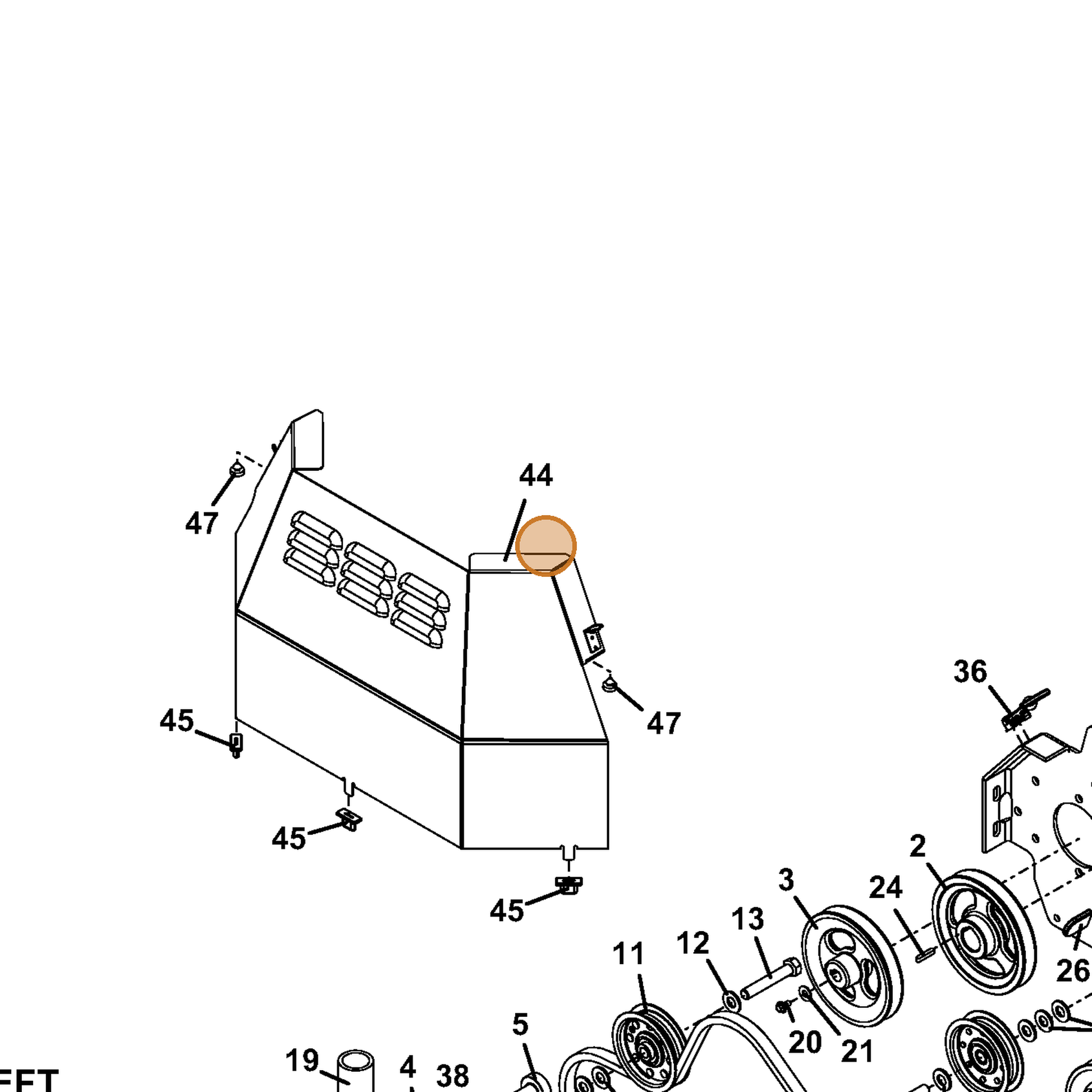 Grasshopper part 604755 — IPL diagram snippet (6x zoom, amber highlight)