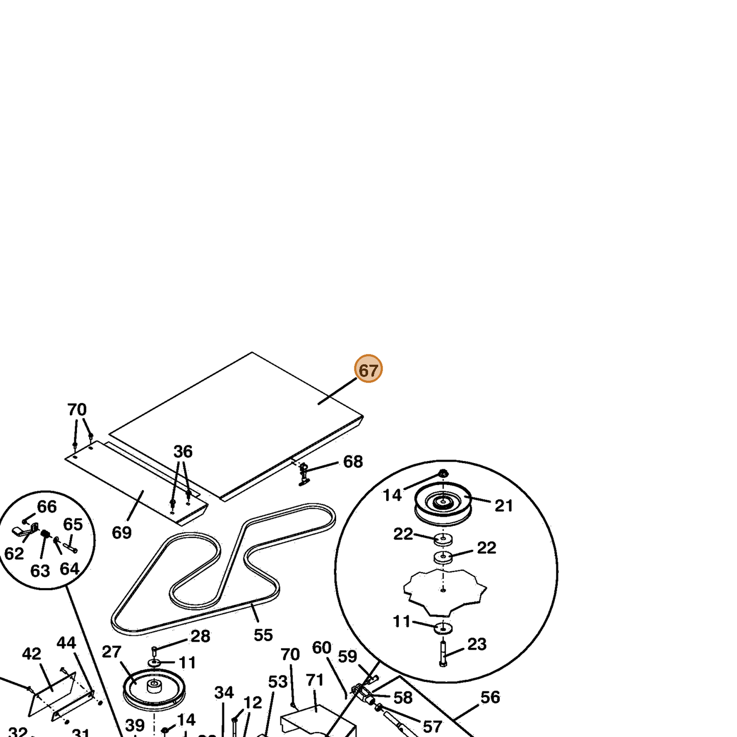 Grasshopper part 604757 — IPL diagram snippet (6x zoom, amber highlight)