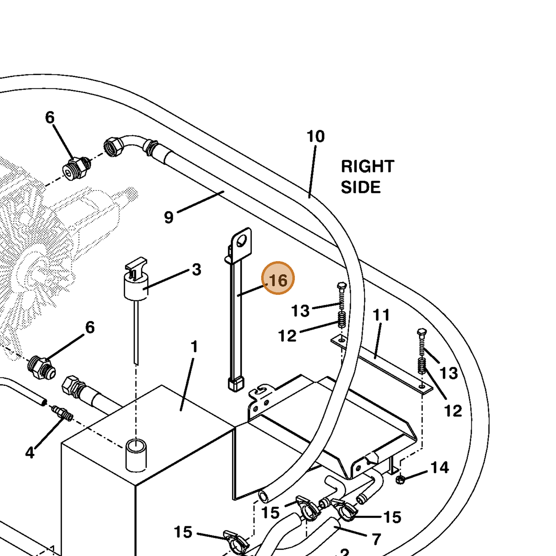 Grasshopper part 604785 — IPL diagram snippet (6x zoom, amber highlight)